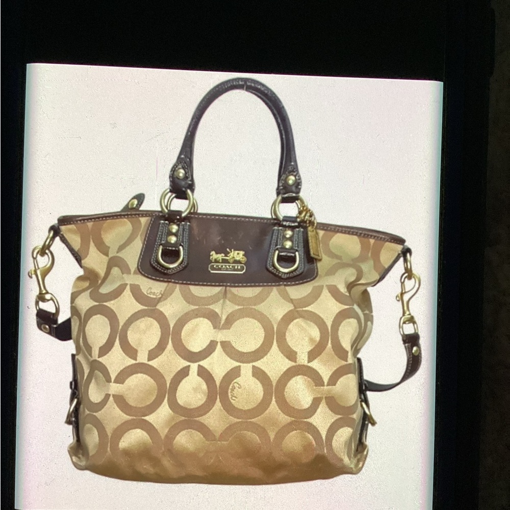 Vintage Coach Op Art Signature Canvas Bag